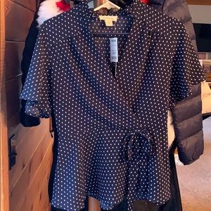 Brand new blue dotted blouse.